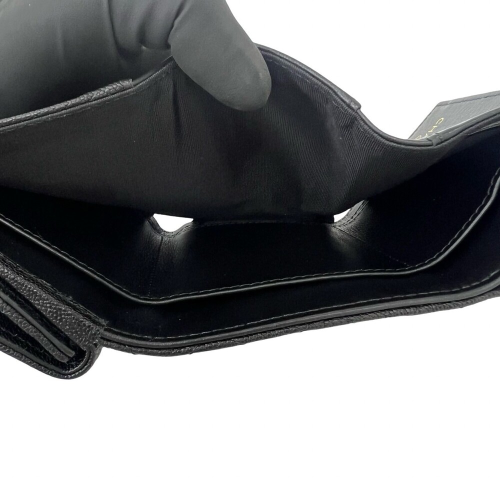 CHANEL Black Caviar Leather Logo Wallet - Picture 8 of 10
